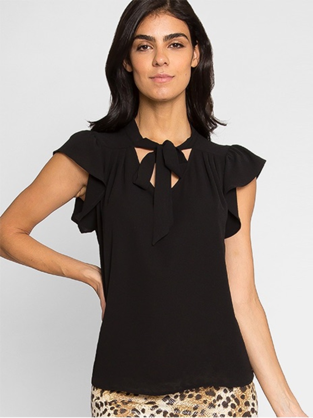 Wet Seal black flutter sleeve top
